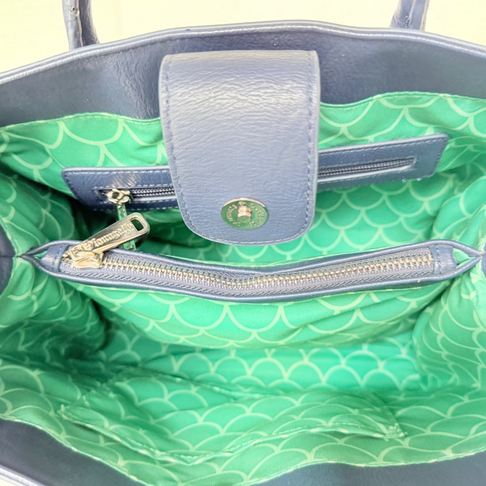 Disney Loungefly Tote Bag Womens Large Navy Blue Excellent Ariel Mermaid Tail - Picture 12 of 14